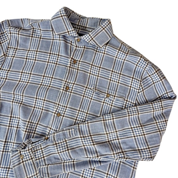 Jonnie - O Other - Jonnie - O Shirt Button Front Men Sz. Medium Blue Plaid Long Sleeve 100% Cotton